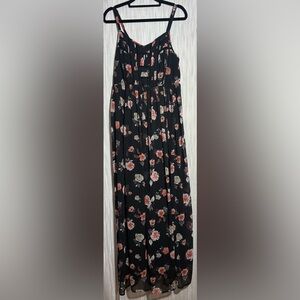 Torrid Black Maxi Skirt with Floral Design